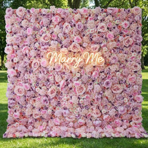 3D Pink Rose Roll-Up Flower Wall Backdrop for Wedding & Party Celebration Decor AX-048