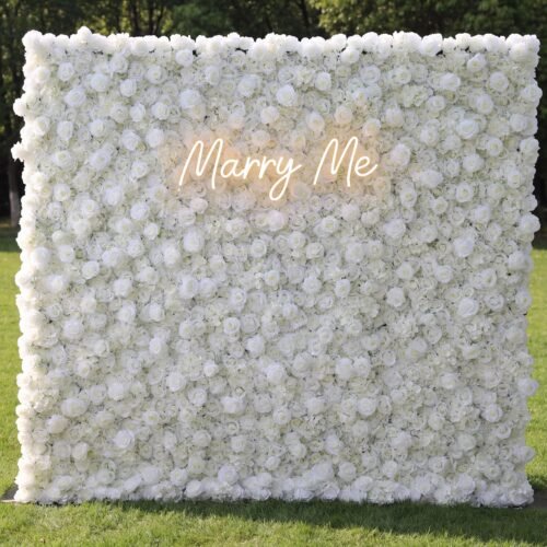 Roll Up Fabric Artificial Flower Wall Wedding Backdrop, Floral Party Decor, Event Photography-AX-100