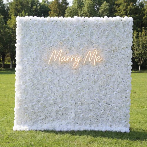 Presents: White Blossom Bliss – A Dense Array of Roses in an Artificial Fabric Flower Wall-AX-211