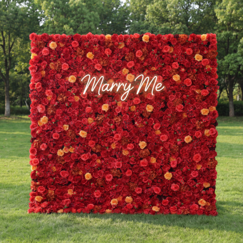 Artificial Floral Wall Backdrop: Radiant Red Resplendence - The Passionate Pinnacle of Floral Elegance-AX-245