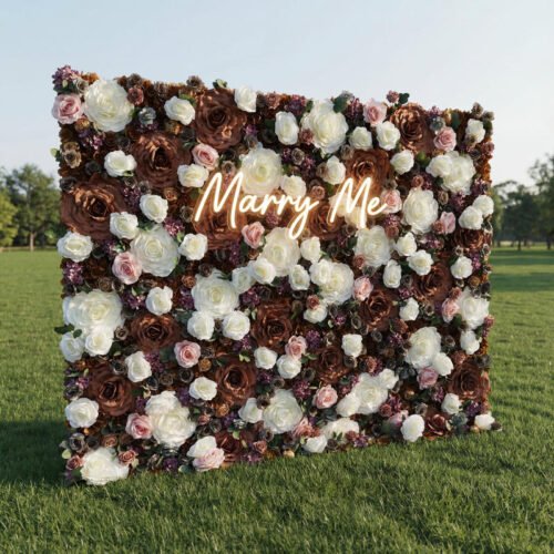 Roll Up Fabric Artificial Flower Wall Wedding Backdrop, Floral Party Decor, Event Photography-AX-320
