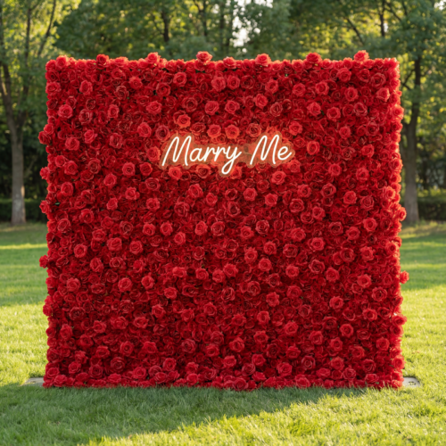 Roll Up Fabric Artificial Flower Wall Wedding Backdrop, Floral Party Decor, Event Photography-AX-361-2