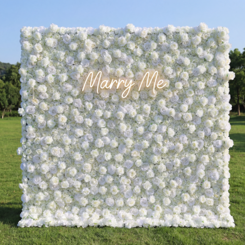 Roll Up Fabric Artificial Flower Wall Wedding Backdrop, Floral Party Decor, Event Photography-AX-361