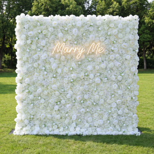 Roll Up Fabric Artificial Flower Wall Wedding Backdrop, Floral Party Decor, Event Photography-AX-377