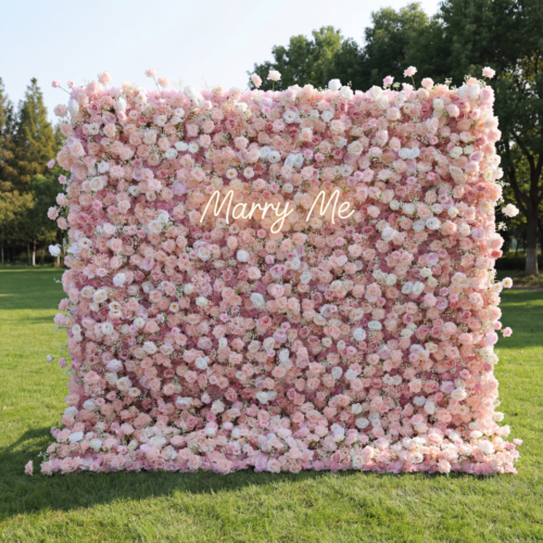 Blush & Ivory Rose Extravaganza Floral Wall: A Romantic & Dreamy Masterpiece for Enchanting Celebrations-AX-518