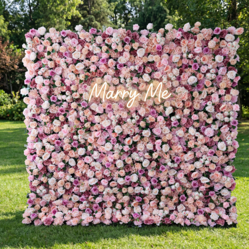 Blush & Dusty Rose Floral Extravaganza Wall: A Romantic & Timeless Masterpiece for Enchanting Celebrations AX-525