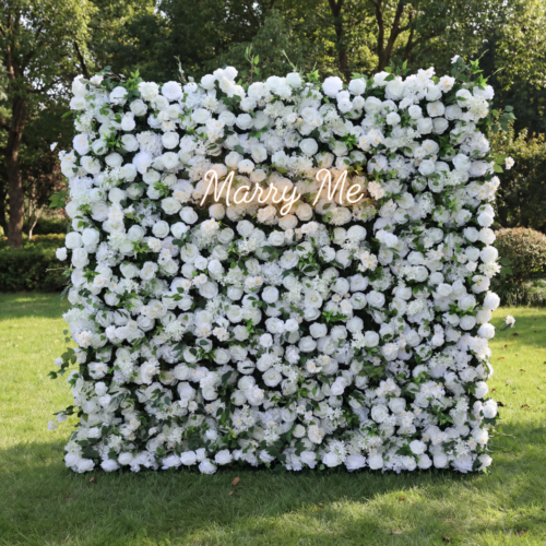 Pure White & Lush Green Floral Extravaganza Wall: A Serene, Elegant Masterpiece for Timeless Celebrations AX-612