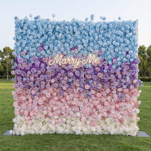 5D Gradient Ombre Blue - Purple - Pink Artificial Flower Backdrop AX-828-1