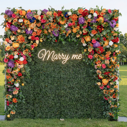Roll Up Fabric Artificial Flower Wall Wedding Backdrop, Floral Party Decor, Event Photography-AX-392