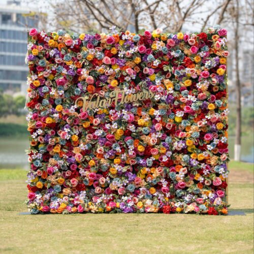 Roll Up Flower Wall Multicolored Artificial Flower Backdrop A Kaleidoscope of Beauty for Your Events-AX-816