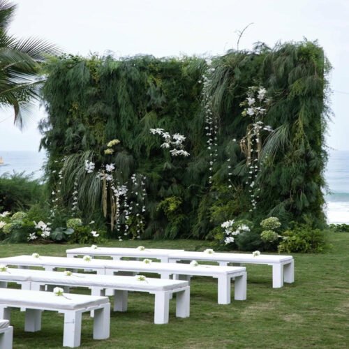 Roll Up Fabric Artificial Green Costal Wall Wedding Backdrop AX-829