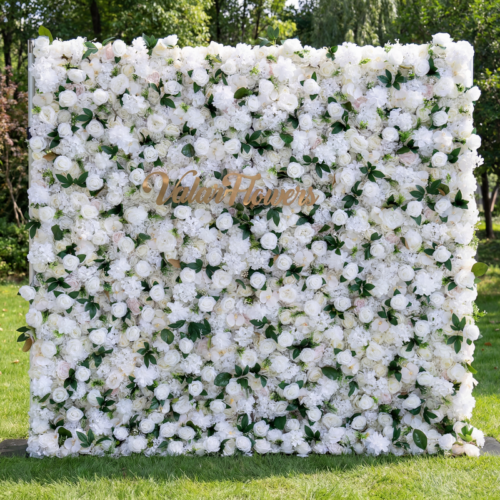 Roll Up Fabric Artificial Flower Wall Wedding Backdrop, Floral Party Decor, Event Photography-AX-309