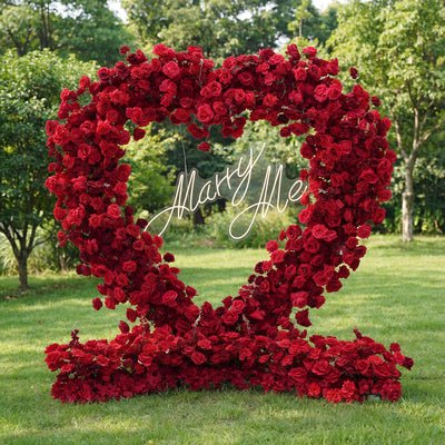 405 Flower Red Rose Heart - Shaped Floral Backdrop: A Romantic Proposal & Event Centerpiece AX-405