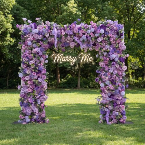 Lavender Elegance – A Lavish Display of Purple Blooms in an Artificial Fabric Flower Arch Decor AX-490-2