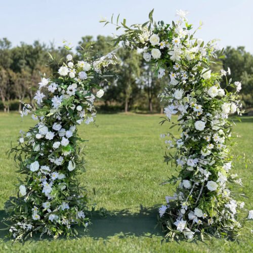 Elegant Moon Shape Wedding Ceremony Floral Arch - Artificial Flower Arch for Weddings, Events, and Special Occasions AX-325