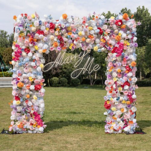 Flower Colorful Floral Arch Backdrop – Artificial Flower Wedding Decor for Ceremony, Party & Event Photo Booth AX-399