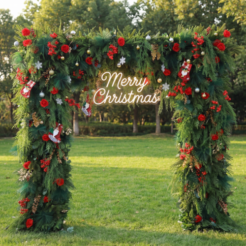 c6fbd9689342a6907fbc2214d7a5629f Flower Christmas Themed Floral Arch: A Festive, Enchanting Masterpiece for Holiday Celebrations-AX-491-1
