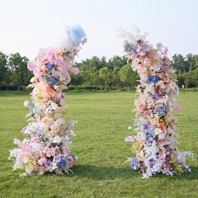 Pastel Floral Horn Arch Wedding Decor, Elegant Wedding Backdrop, Flower Stand for Events AX-322