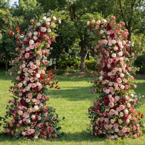 Luxury Wedding Floral Archway Set Artificial Rose Vine Decorations for Ceremony Backdrop, Aisle, and Reception Entrance AX-326