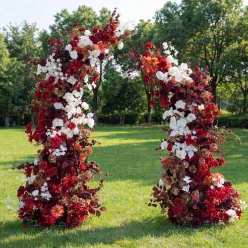White Horn Arch, Artificial Floral Backdrop, Vintage Wedding Ceremony Decor, Elegant Event Photography Prop AX-337