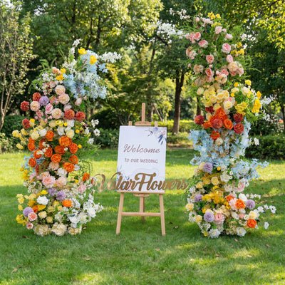 Flower Bright Floral Arch Columns – Free-Standing Faux Flower Set for Events & Photo Backdrop AX-375