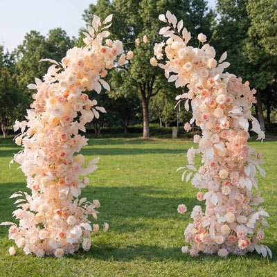 Flower Romantic Champagne Wedding Arch with Artificial Flowers for Ceremony & Event Backdrop AX-387
