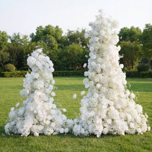 Flower All-White Faux Floral Wall Set – Elegant Hanging Installation for Wedding Ceremony & Luxury Display AX-374