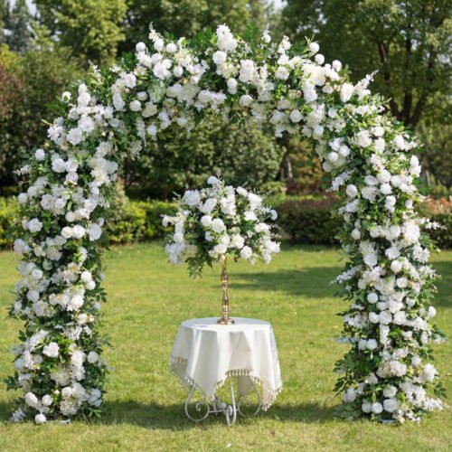 Wedding Arch Floral Arrangement, Faux Floral Installation for Welcome Photography Background, Rustic Style Floral Columns AX-323