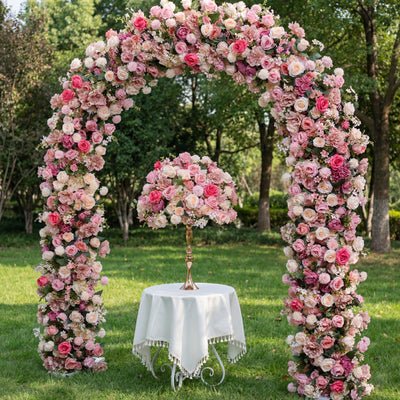Luxury Wedding Floral Arch with Artificial Roses Elegant Ceremony Backdrop and Event Decoration AX-329