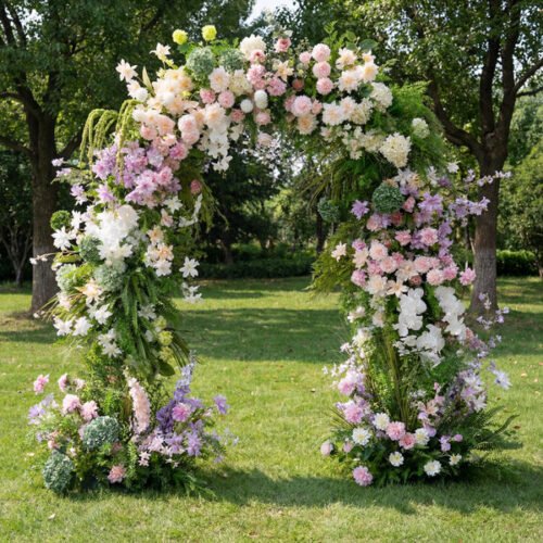 Romantic Countryside Flower Arch – Monet Garden Style Faux Floral Decoration for Weddings & Events AX-367