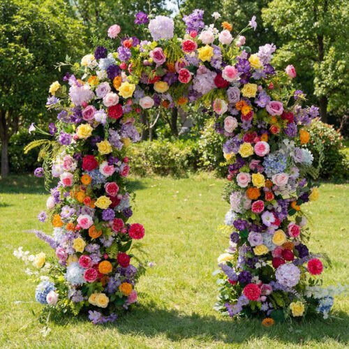 Flower Colorful Artificial Flower Arch – Wedding Ceremony Backdrop, Party Decoration, Event Floral Archway AX-386