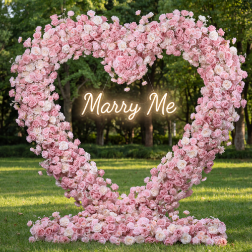 nanobanana-cmjjfowcy0rl9l4kcrjq87gjt-0 Heart-Shaped Artificial Floral Arch Romantic Wedding Backdrop, Event Decoration, and Ceremony Floral Display AX-402