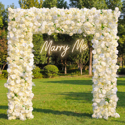 Elegant All-White Faux Floral Archway – Rectangular Flower Frame for Weddings, Parties, and Photoshoots AX-356
