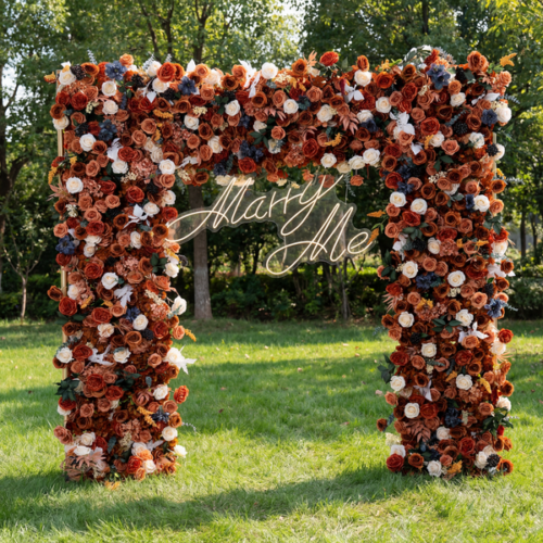 Flower Rustic Wedding Rose Arch Backdrop – Artificial Floral Frame for Ceremony Entrance & Photo Booth Setup AX-382