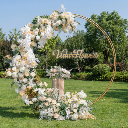 Elegant Floral Hoop Arch, Artificial Backdrop, Wedding Ceremony Decor, Chic Event Photography Prop AX-353