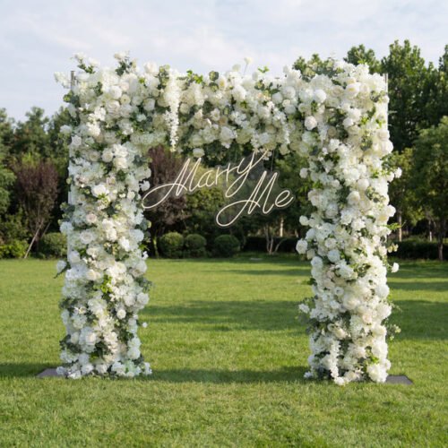 nanobanana-cmlejz7tadwx0l4ka3y52dimn-0 Flower White Floral Arch, Artificial Backdrop, Romantic Wedding Ceremony Decor, Elegant Event Photography Prop AX-490-7
