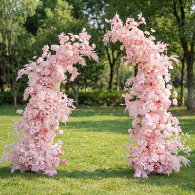 Pink Horn Arch, Artificial Floral Backdrop, Romantic Wedding Ceremony Decor, Elegant Event Photography Prop AX-333
