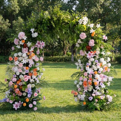 Lush Faux Flower Arch for Wedding Ceremony | Natural Garden-Inspired Floral Decoration AX-372